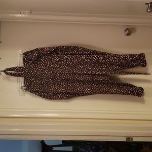 Purple flowy animal print dress pants. W belt.Side pockets.elastic waist in back